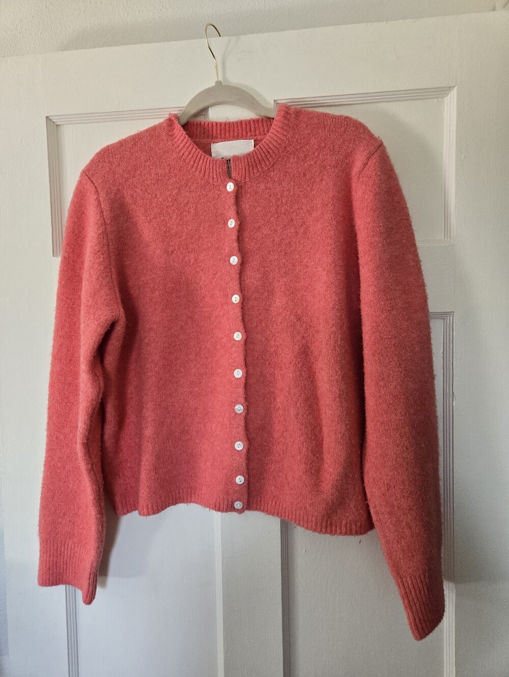 &merci Coral Pink Button-Front Knit Cardigan
